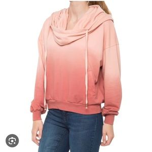 Young Fabulous & Broke Piper Peach Ombre Cowl Neck Oversized Hoodie